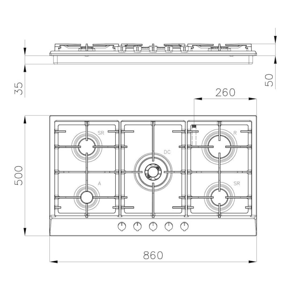 Cooking Foster 7017 032: Modern design, easy to clean, 5 powerful fireworks