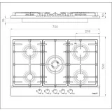 Piano cottura Foster 7015 032:5 fuochi,acciaio inox,valvola di sicurezza,prestazioni elevate