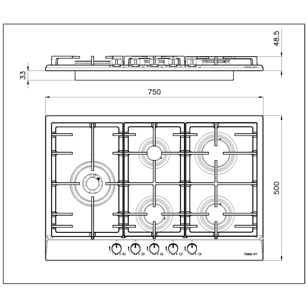 Piano cottura Foster 7018 032: 5 fuochi, acciaio inox, valvola di sicurezza, prestazioni elevate