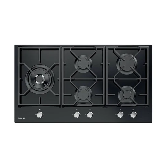 Foster 7044 632: Gas hob 90 cm, black glass, double crown, modern design