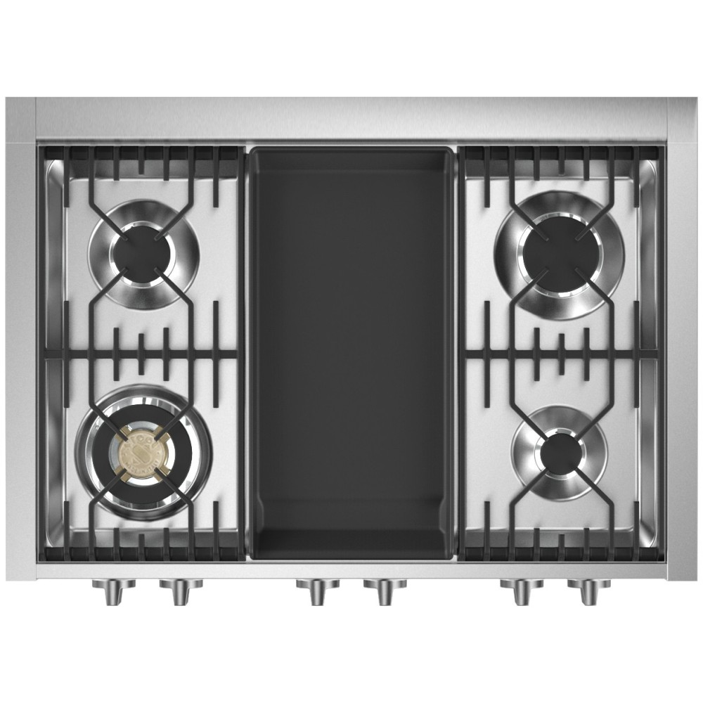 Steel Genesi GQ9-4T | Cucina a Gas e Elettrica | Bruciatori in Ottone |fry top Dual Zone