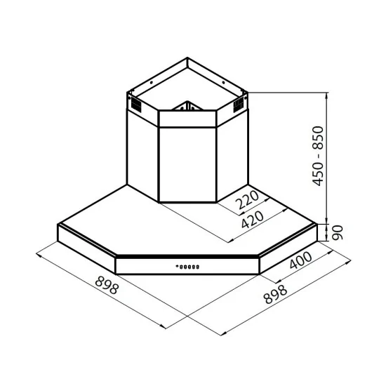 C 90x90 cm Foster - Aspiration efficace pour les grandes cuisines