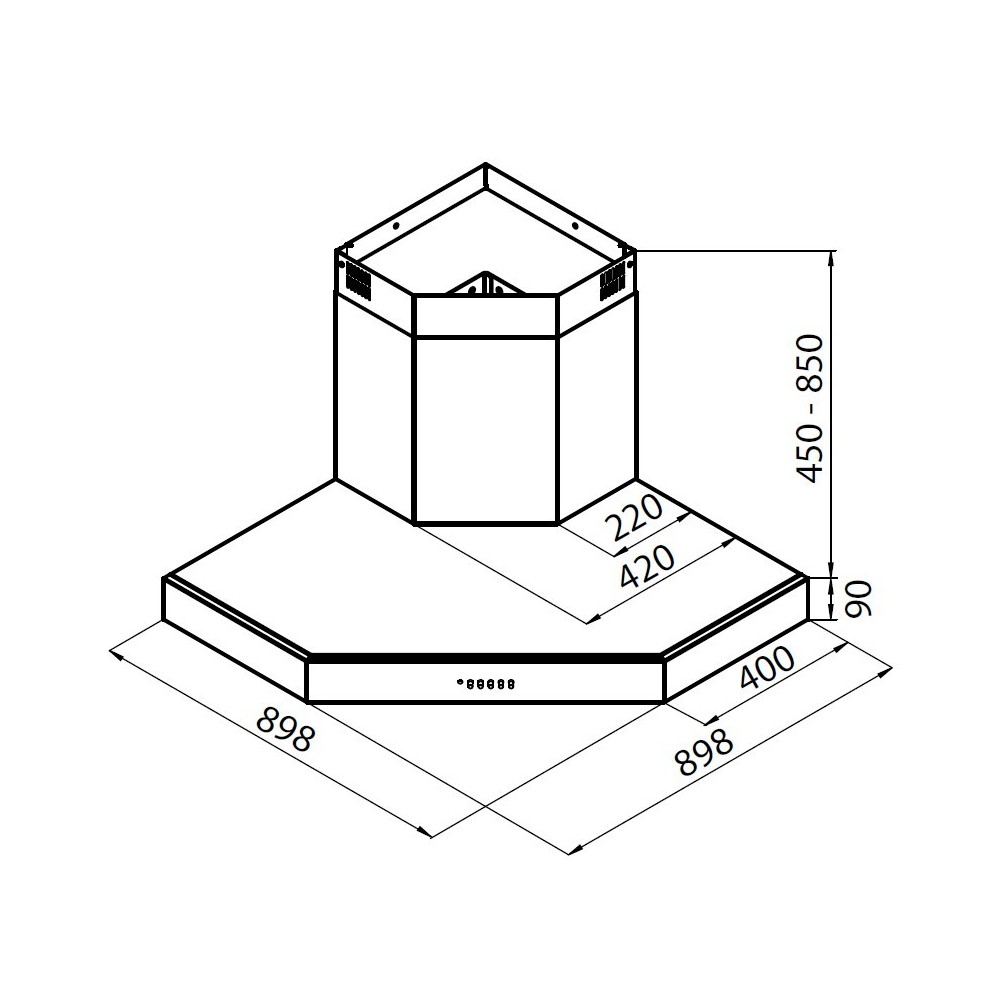 Cappa 90x90 cm Foster - Aspirazione Efficiente per Cucine Ampie