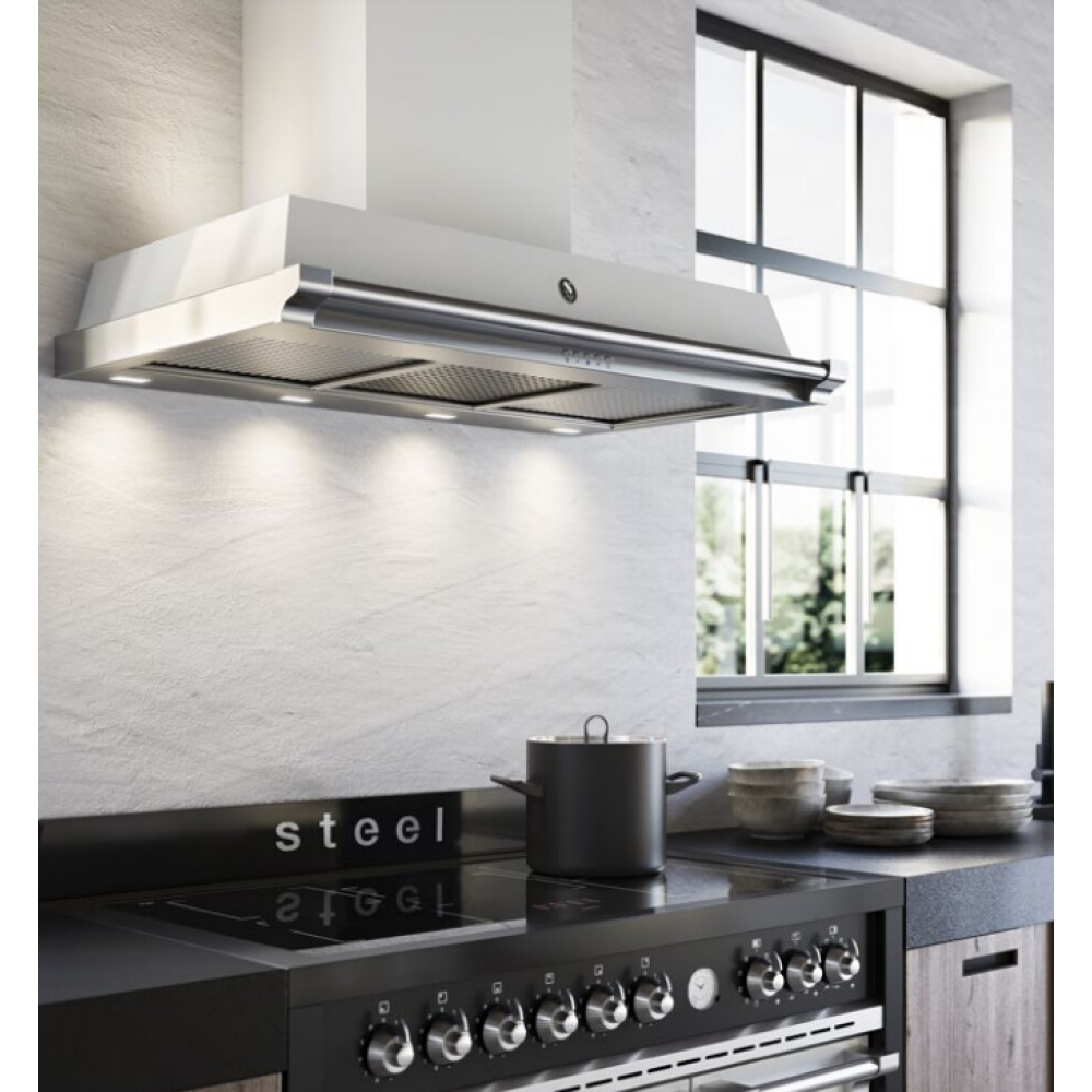 Stahl XK100 |Professionelle Wandhaube |100cm |900m³/h |Elegantes Design