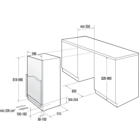 Gonerje RBIU609EA1 台下冰箱 60 厘米 - 能源等级 A++ - 总净容量 98L