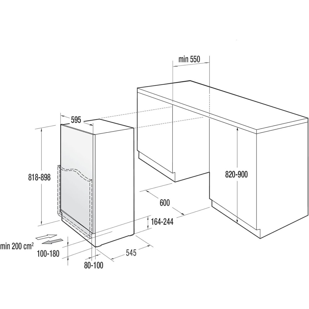 Gonerje RBIU609EA1 台下冰箱 60 厘米 - 能源等级 A++ - 总净容量 98L