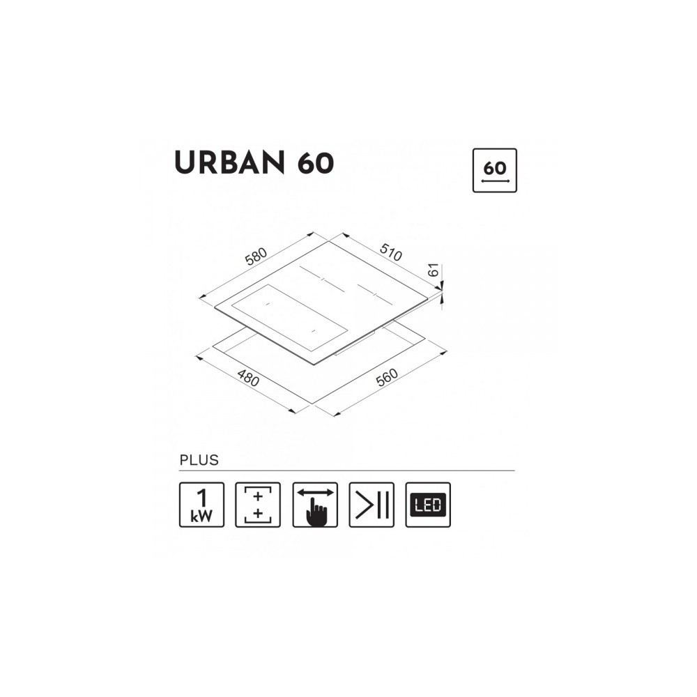 Elleci PVIU601BK:Пиано Индукции 60см, Мощность и элегантный