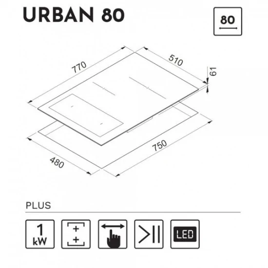 Elleci PVIU801BK: Plan d'induction 80cm, 4 Zones, Black Vetroceramica
