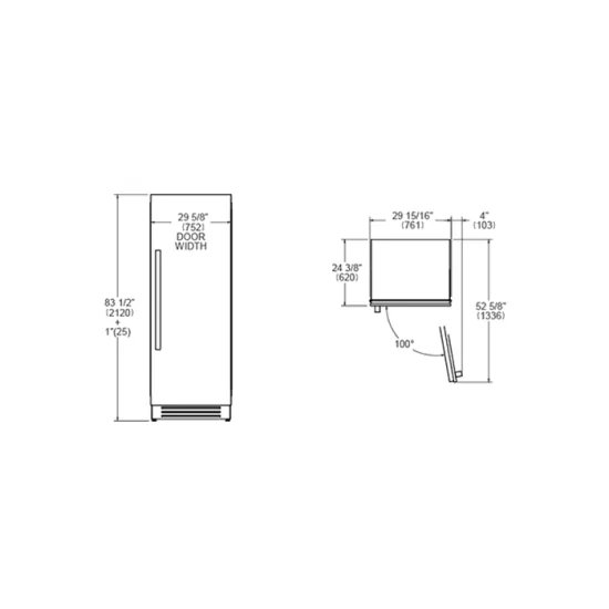 Acheter un réfrigérateur à colonne Bertazzoni LRD755UBRXTT: Ouverture droite, 75 cm, Pas de gel
