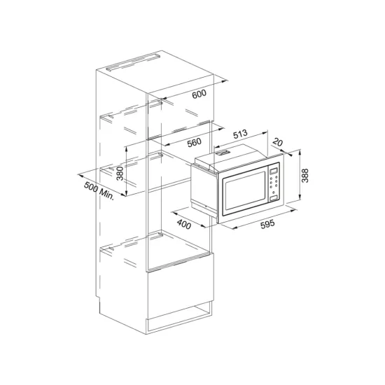 Franke FSM 25 MW XS |Micro-ondes encastrable |38cm |Gril