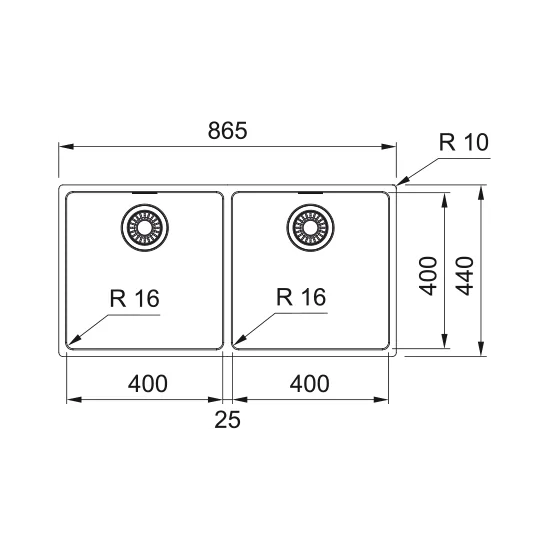 Franke Maris MRX 120-40-40: 密封的不锈水槽,2区域,顶部安装