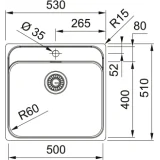 Die Spüle Franke Base 50 - Genaue Abmessungen, einfache Installation, elegantes Design