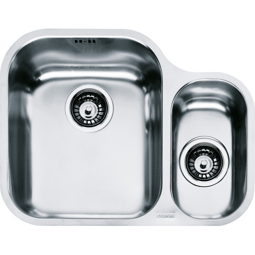 Franke AMX 160: Satin stainless steel kitchen sink, undertop installation, 2 tubs