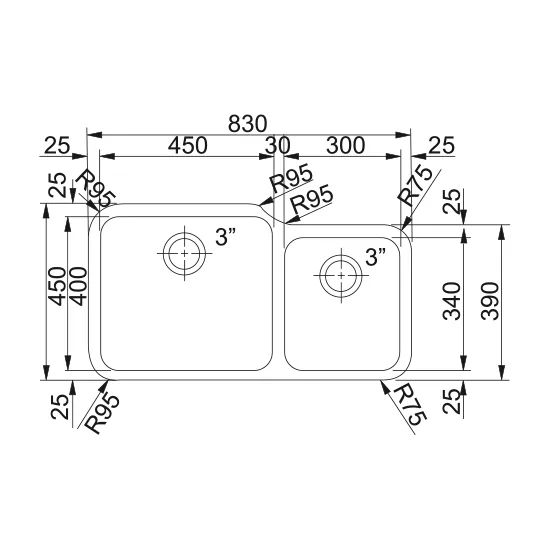 Franke GAX 120 - Lavello cucina inox satinato, 2 vasche capienti, installazione sottotop