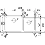 Franke GAX 120 - Lavello cucina inox satinato, 2 vasche capienti, installazione sottotop