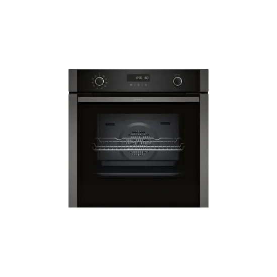 Neff oven: Pyrolytic, EasyClean, graphite gray & White display.