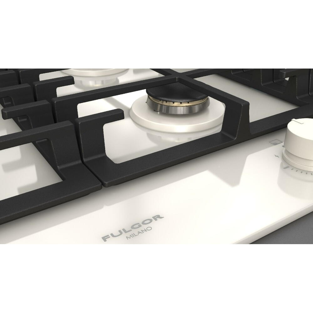 Cocina de gas Fulgor Milano FPH 905 G WK 90 cm, Black/White Glass, Fire Grande durable Duegstore.com