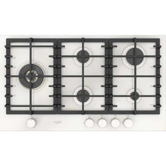 Cocina de gas Fulgor Milano FPH 905 G WK 90 cm, Black/White Glass, Fire Grande durable Duegstore.com
