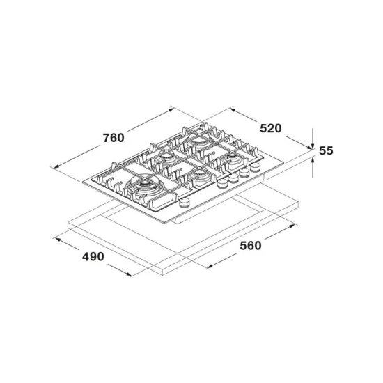 Fulgor Milano FUH 755 G DWK MBK:Cottura 75cm 与Wok QQQ合拍 https://duegstore.com/zh/2-home