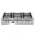 Lofra TRS96/5 Acero: Gas 5 Plan de cocina con triple corona y parada de gas