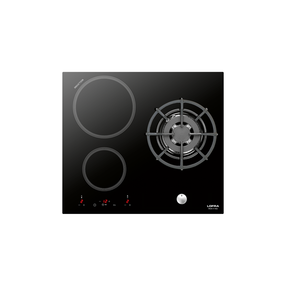 Lofra HIN612 Luna 60 : Table de cuisson mixte induction/gaz