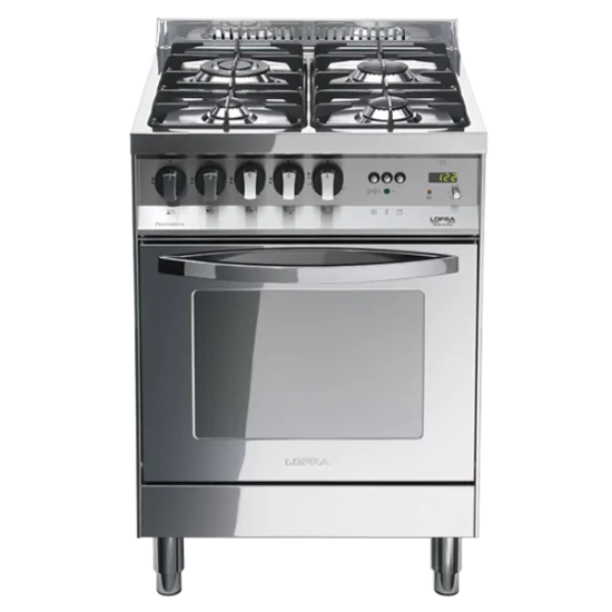 Forno a gas Lofra PL66GVT/C Rainbow 60: piano in acciaio, 4 fuochi, grill elettrico, programmatore e smalto "easy to clean".