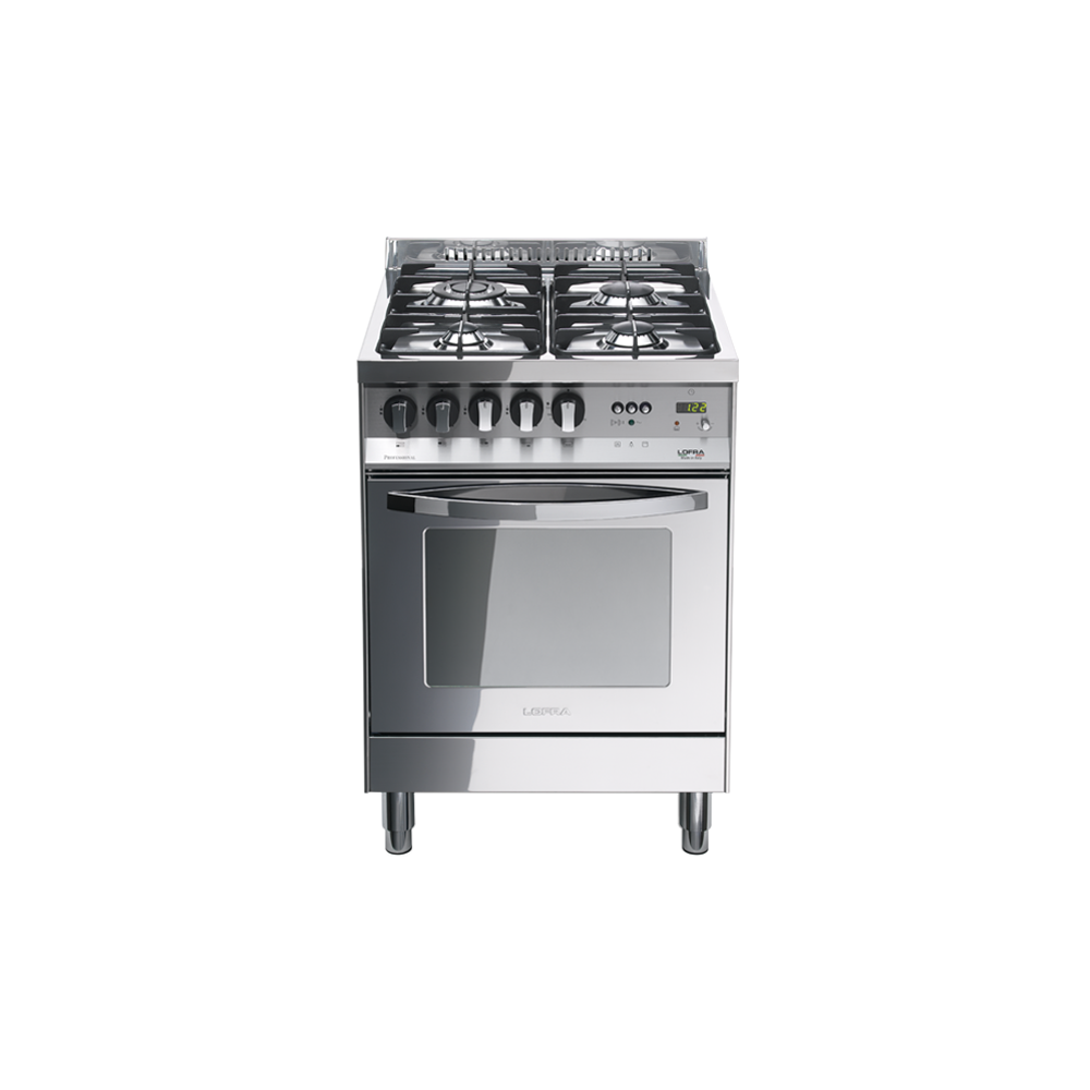 Forno a gas Lofra PL66GVT/C Rainbow 60: piano in acciaio, 4 fuochi, grill elettrico, programmatore e smalto "easy to clean".