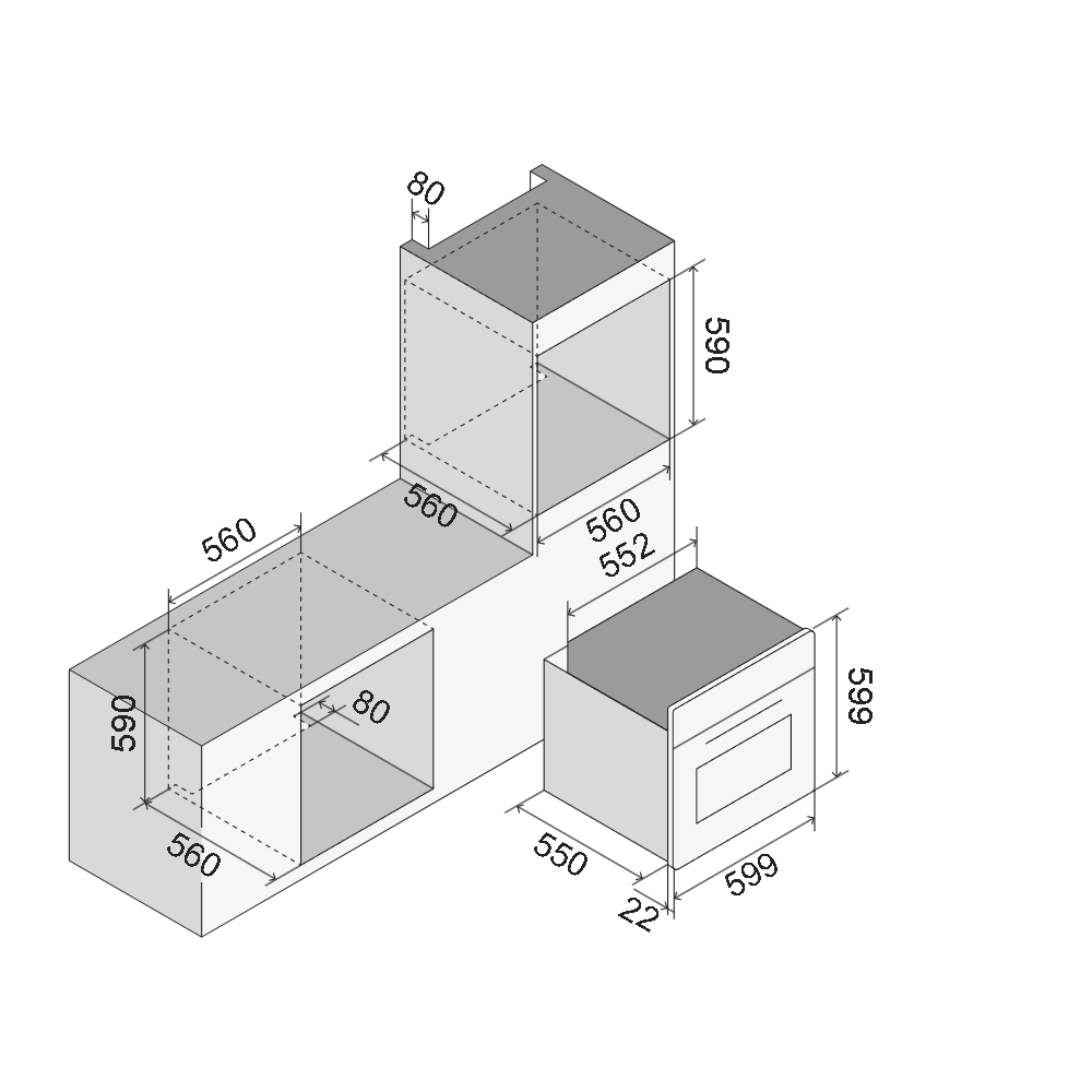 ILVE OV601GT3/BK Электрическая печь 60 см, Черное стекло, 65 литров, 320°C, Touch TFT Duegstore.com