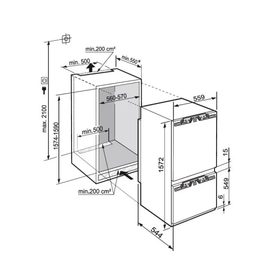 Liebherr ICBa 5123 Plus Series, Frigo-Congelator Combined, BioFresh, SmartFrost |MISUMI Duegstore.com