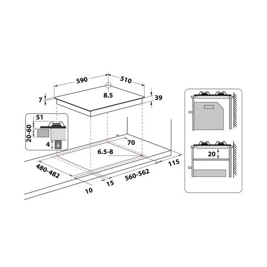 Whirlpool GMWL 628/IXL: Piano Cottura Gas 60cm, 4 Fuochi, iXelium | Offerta Online