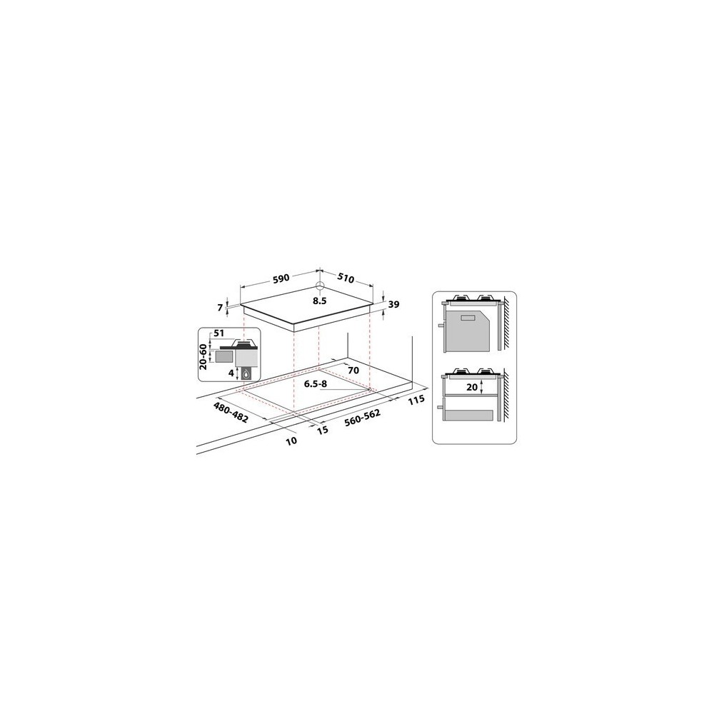 Whirlpool GMWL 628/IXL: Piano Cottura Gas 60cm, 4 Fuochi, iXelium | Offerta Online
