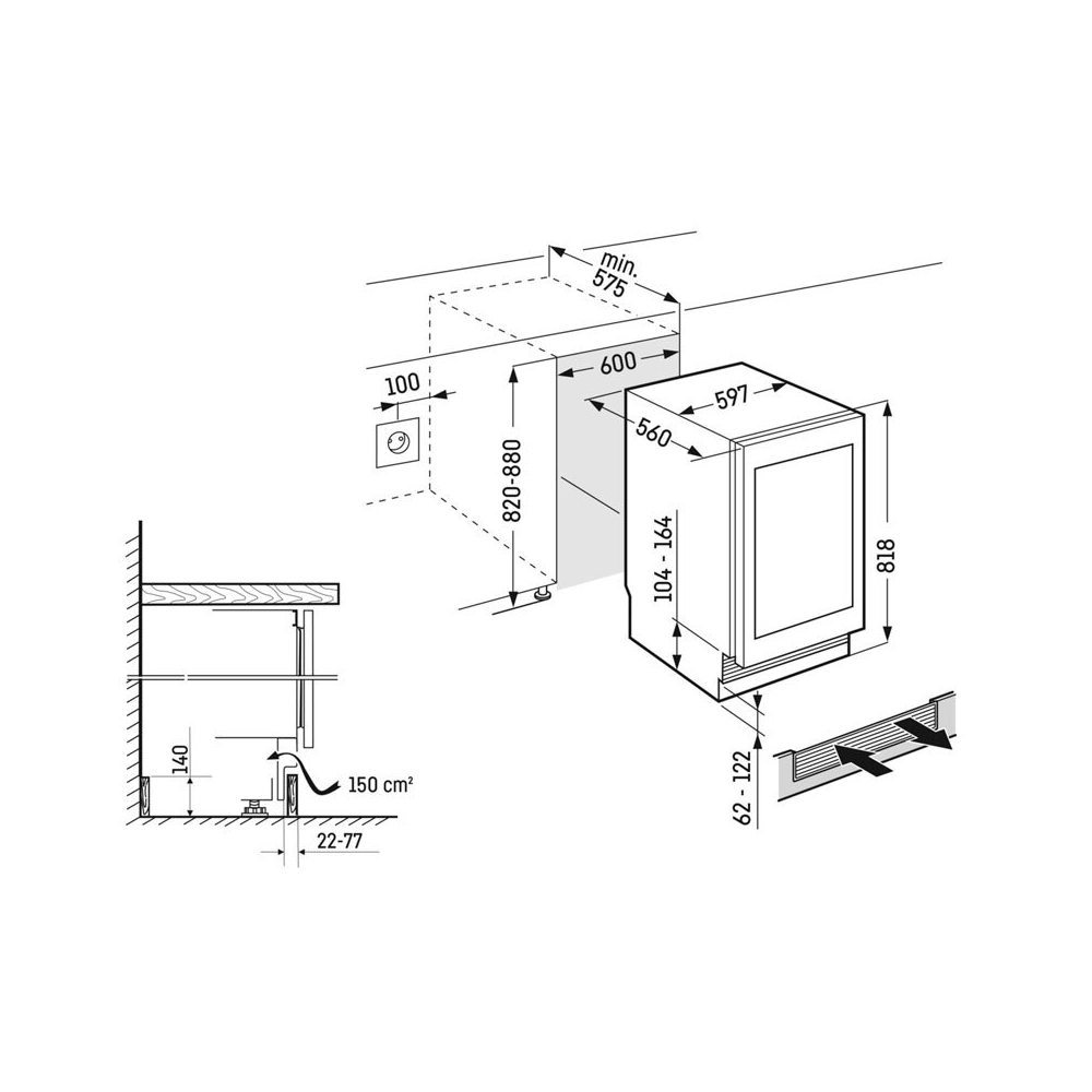 Liebherr UWpri 3662 Unterbau-Weinkühlschrank, 32 Flaschen | Duegstore.com