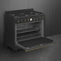 Smeg CO96GMA9 Piano Cottura Gas 90x60 cm, Antracite con Manopole Ottone Anticato, Stile Coloniale