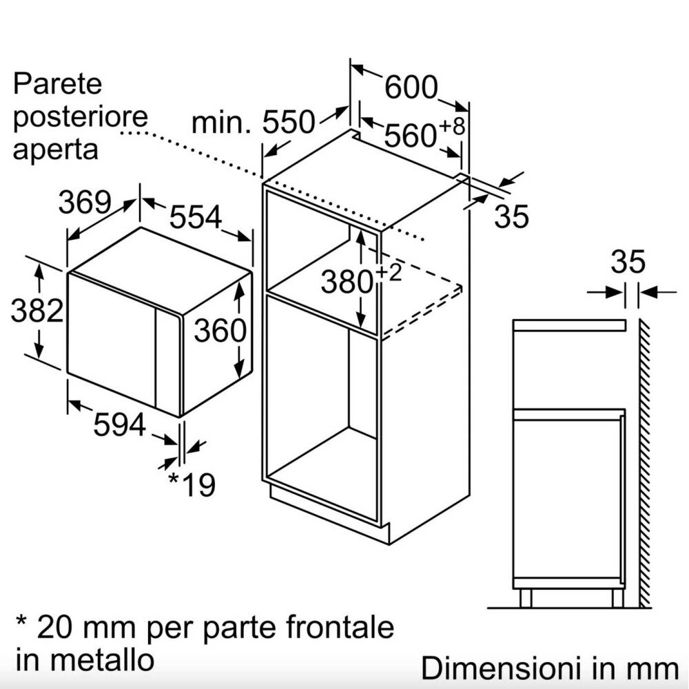 Микрофон Siemens BE555LMB1 38 см с грилем | Установка в Colonna | Магазин DueG