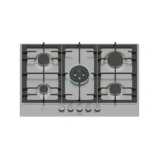 Gas hob BOSCH PCQ7A5I95, 5 quemadores, FlameSelect, FastWok 4 kW, rejillas de hierro fundido