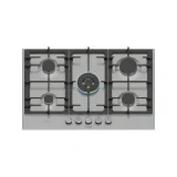 Piano cottura a gas BOSCH PCQ7A5I95, 5 bruciatori, FlameSelect, FastWok 4 kW, griglie ghisa