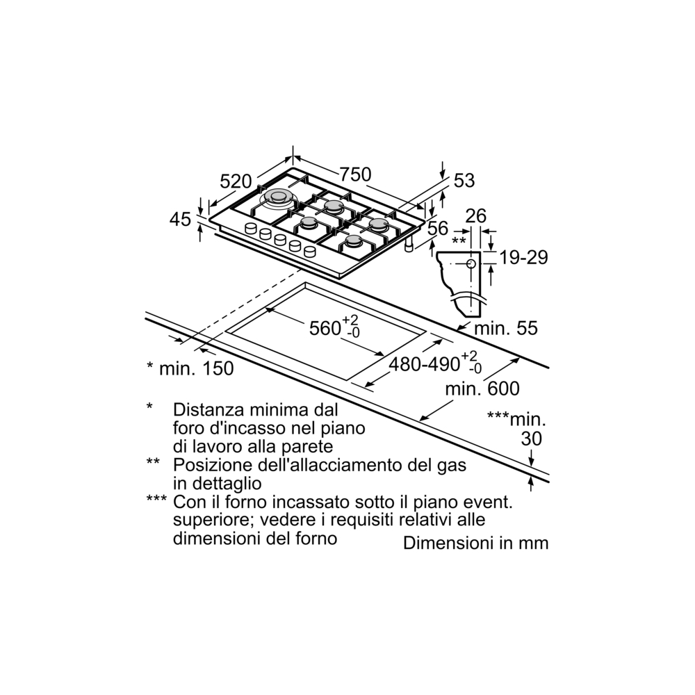 Piano cottura gas BOSCH PCS7A5I95 - FastWok 5 kW, FlameSelect, 5 bruciatori | DueG Store
