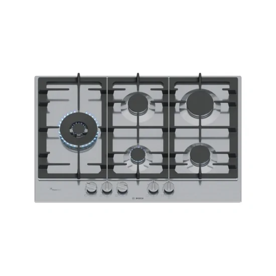 Gas hob BOSCH PCS7A5I90, 5 quemadores, FastWok 5 kW, FlameSelect, Doble función