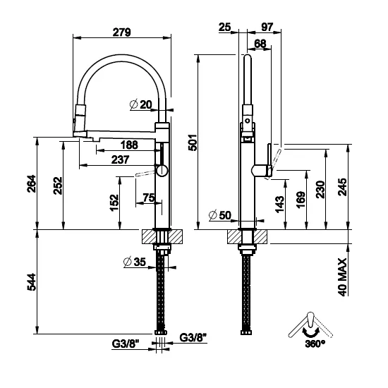 Gessi 60210 FLESSA - Halbprofessioneller Mischer Küche | DueG Store