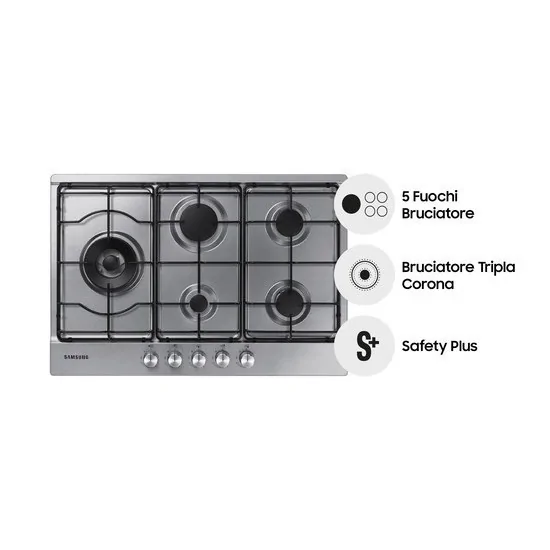 Samsung NA75M3130AS : Plaque de cuisson à gaz 75 cm, 5 brûleurs | Duegstore