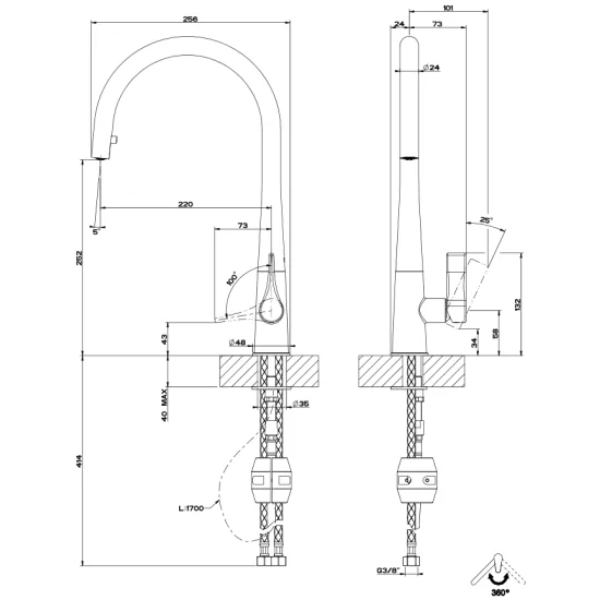 Gessi 17153 Mélangeur extractable: Prix et Offres |MISUMI Duegstore.com