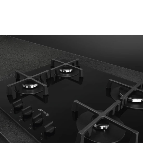 Piano Cottura Gas Smeg PV264B 60cm Vetro Nero Glass on Steel
