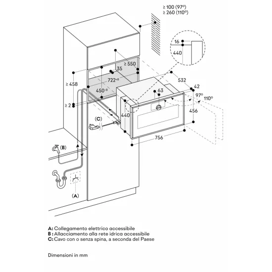 Gaggenau GS480120 Oven CombiVapore 76cm, Inauguración electrónica, Hinge derecho