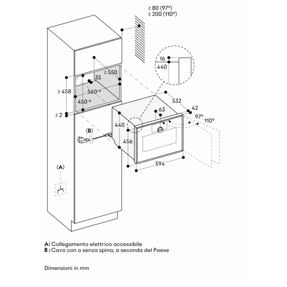 GS451120 Oven CombiVapore 60 x 45 cm Hinge door left
