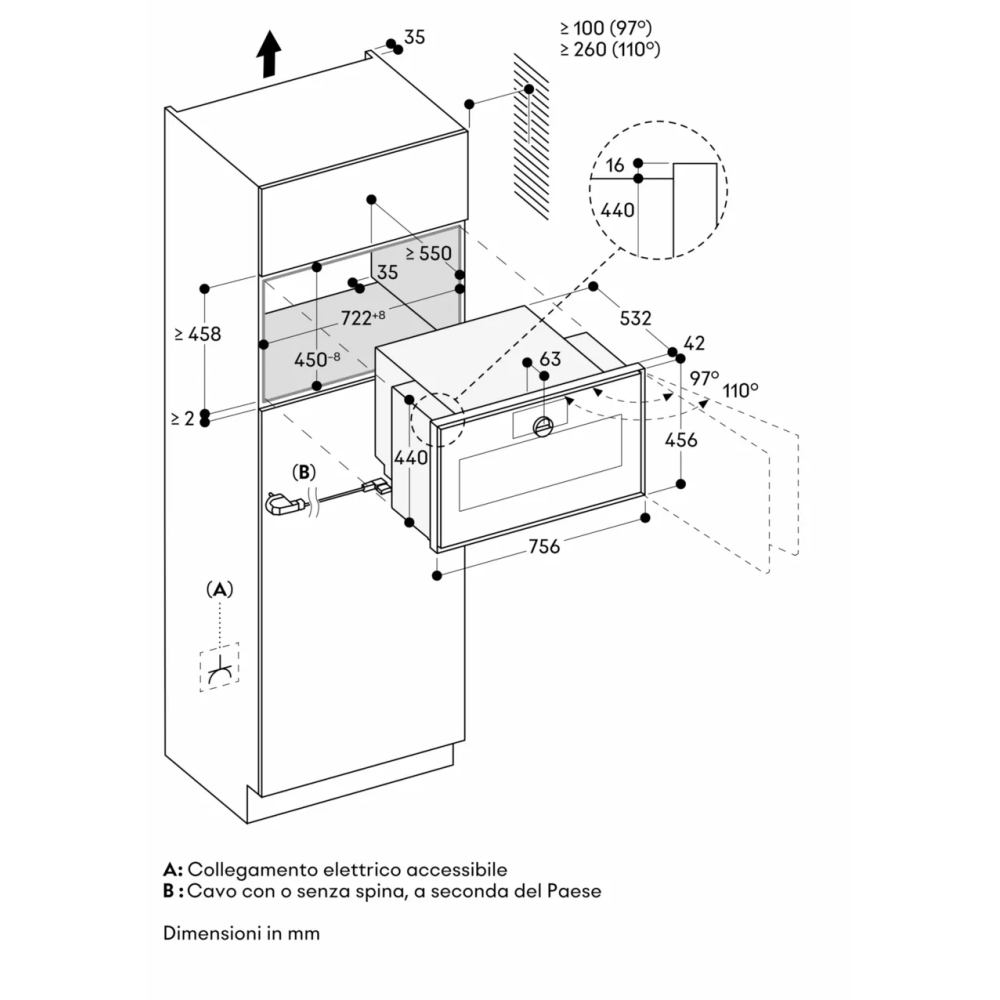 Gaggenau GM480120 76 cm Kombi-Mikrowelle, elektronische Öffnung, rechtes Scharnier