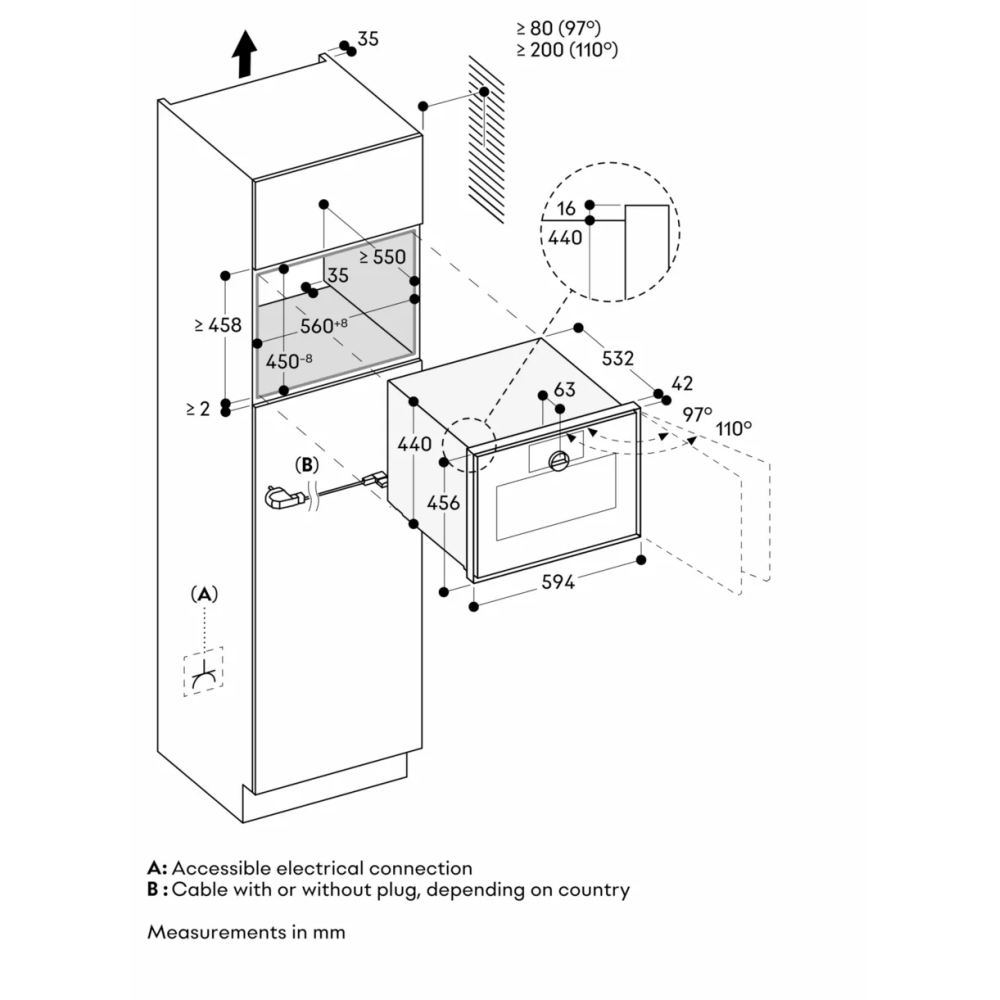 Gaggenau GM450120 Horno de microondas combinado 60cm, Apertura electrónica, margen derecho