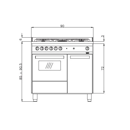 "Lofra M95G/C con 5 fuochi"