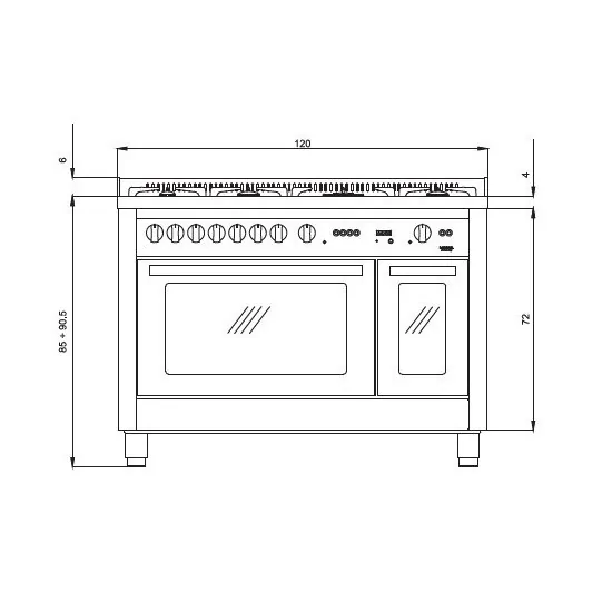 "Lofra PNMD126GV+E/2CI con 7 fuochi a gas"
