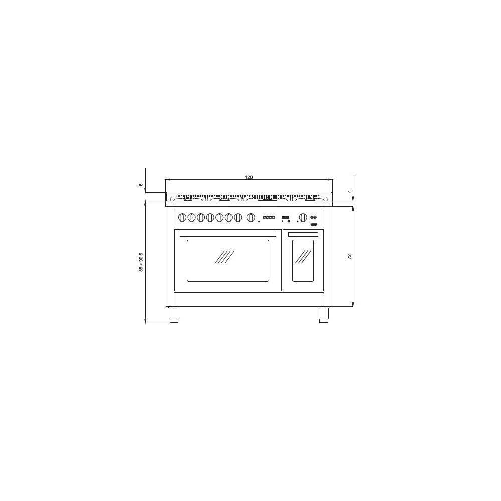 Lofra PNMD126GV+E/2CI 120cm Matt Black Cooker – Gas + Electric Oven | 5 Gas Burners