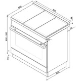 "Cucina a induzione Smeg CPF9IPR disegno tecnico rossa"